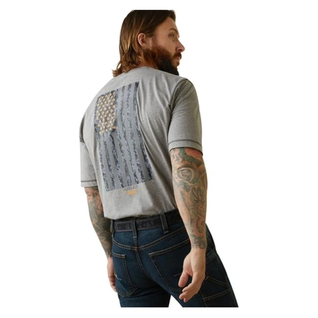 Men's Ariat Rebar Workman Relective Flag Graphic T-Shirt - Image 2